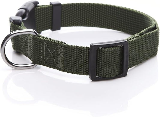 Adjustable Nylon Dog Collar, pet Collar 1 Inch 3/4 Inch 5/8 Inch Wide, for Large Medium Small Dogs(3/4 Inch, Green) - PAWPICO