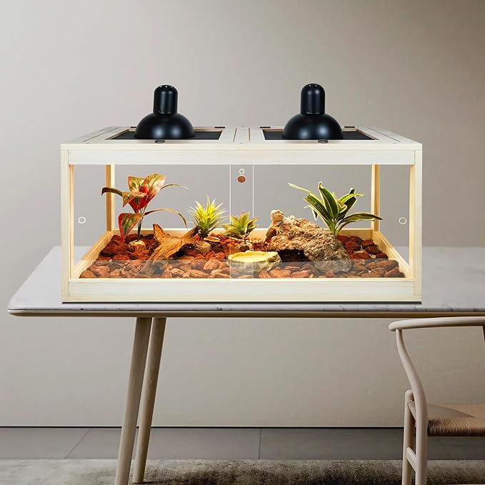 37 Gallon Terrarium, Reptile Habitat, Durable Quality, Suitable for All Types of Reptile, Hamsters, Snakes, Oak Color PROLEE