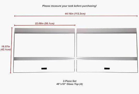 H2Pro Glass Canopy 2 Piece Set for Aqueon & All Glass only 75/90/110 Gallon 48x18 Aquarium Fish Tank (Each Piece Measure 22.08 x 16.57 x 0.16in) H2PRO