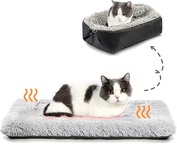 Cat Bed Small Dog Bed 24''X20'' Self Warming Cat Bed Self Heating Cat Pad Extra Warm Thermal Kitten Beds for Indoor Outdoor Kittens Small Pets (Black) - PAWPICO