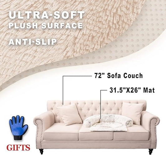 Tinaco Luxurious Calming Dogs/Cats Bed Mats, Washable Removable Couch Cover, Plush Long Fur Mat for Pets, Waterproof Lining, Perfect for Small, Medium and Large Dogs and Cats (Gradient Brown, M) - PAWPICO