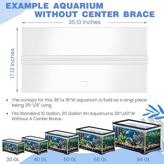 Juexica Aquarium Lid Acrylic Canopy Set Aquarium Top CoverFish Tank Lid Without Center Brace, with a Hook Knife(36 x 18 Inches) Juexica