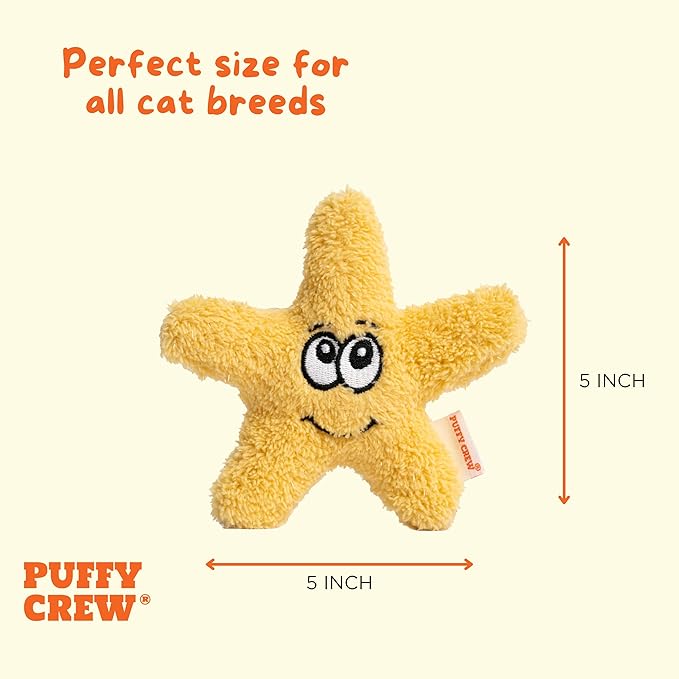 Interactive Catnip Cat Plush Toy, Ocean Theme, 5'', for All Breed Size Cats (Starfish) - PAWPICO