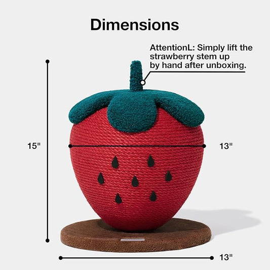 VETRESKA Strawberry Cat Scratching Post, Cute Cat Scratcher with Sisal Rope, Vertical Cat Scratch Post for Indoor Cat and Kitten, Ring Paper Strawberry Leaves Attract Cats - PAWPICO