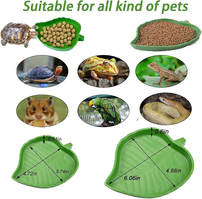 3PCS Tortoise Food Water Bowls with Ramp Leaf Tortoise Food Dish Reptile Food Water Bowls Reptile Bathing Pool Aquarium Ornament for Gecko, Snake, Turtle, Bearded Dragon, Lizard Small DUOYUZHIYU