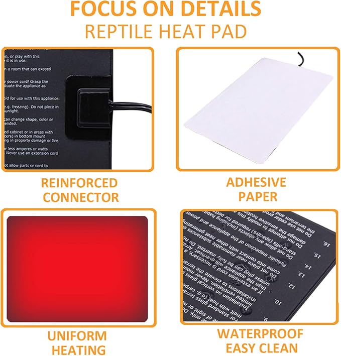 Aiicioo Under Tank Heater Thermostat - Reptile Heating Pad with Temperature Control Reptile Heat Mat for Combo Set for Hermit Crab Lizard Terrarium 24W AIICIOO