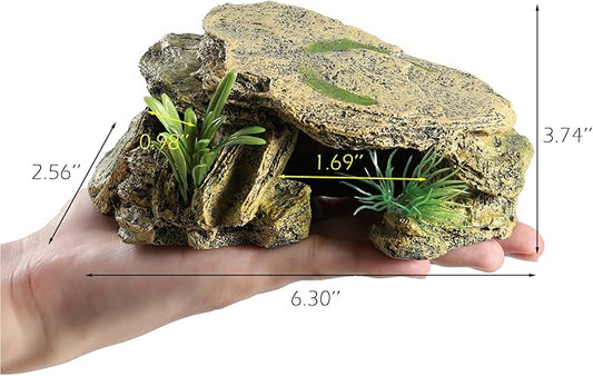 Leopard Gecko Hide Small Reptile Hides Resin Mini Reptile Basking Rock Humid Hide Turtle Cave Lizard Hide Reptile & Amphibian Habitat DÉCor IBWell