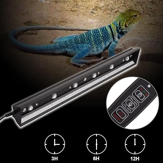 Aiicioo Reptile LED UVB Light - LED Terrarium Light with 3 Timing Function UVB Lamp UVB Bulb 4-Level Brightness Adjustable Lighting for Bearded Dragon Turtle Lizard (watts, 7) AIICIOO