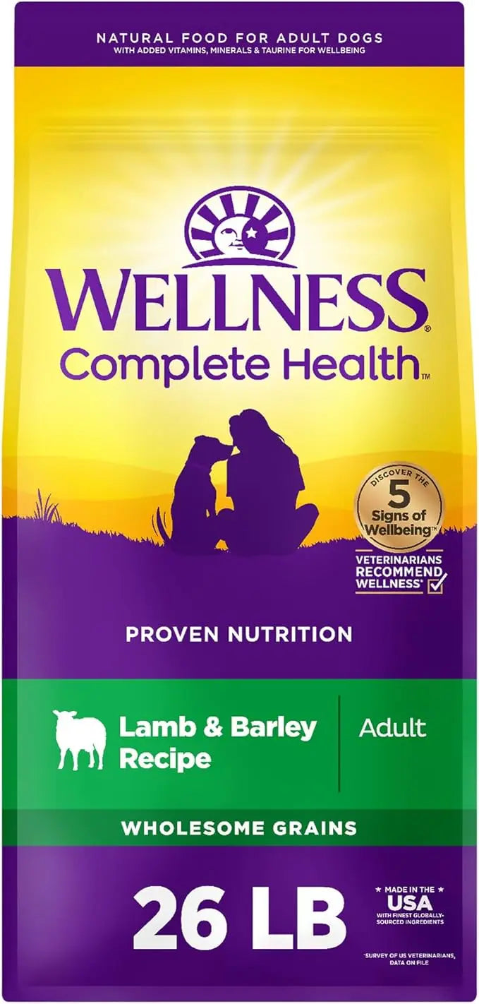 Wellness Complete Health Adult Dry Dog Food, Lamb & Barley Recipe, 26 Pound Bag - PAWPICO