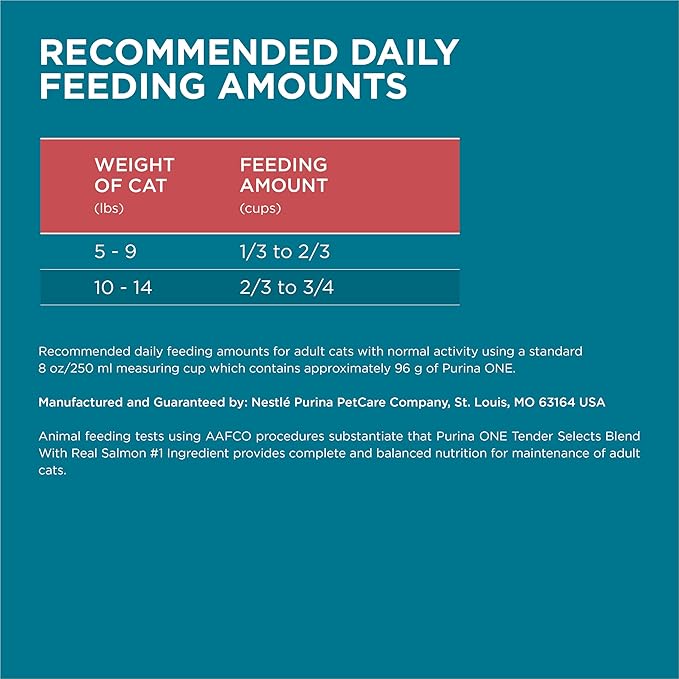 Purina ONE Natural Dry Cat Food, Tender Selects Blend With Real Salmon - 16 lb. Bag - PAWPICO