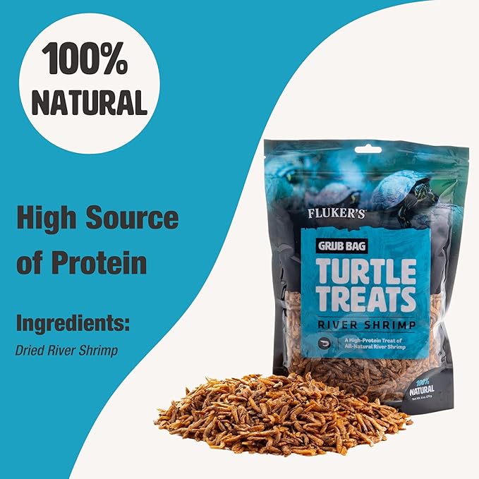 Fluker's Grub Bag Turtle Treats, High Protein Freeze Dried River Shrimp, For Aquatic Turtles, Amphibians, and Reptiles, 12 oz Flukers