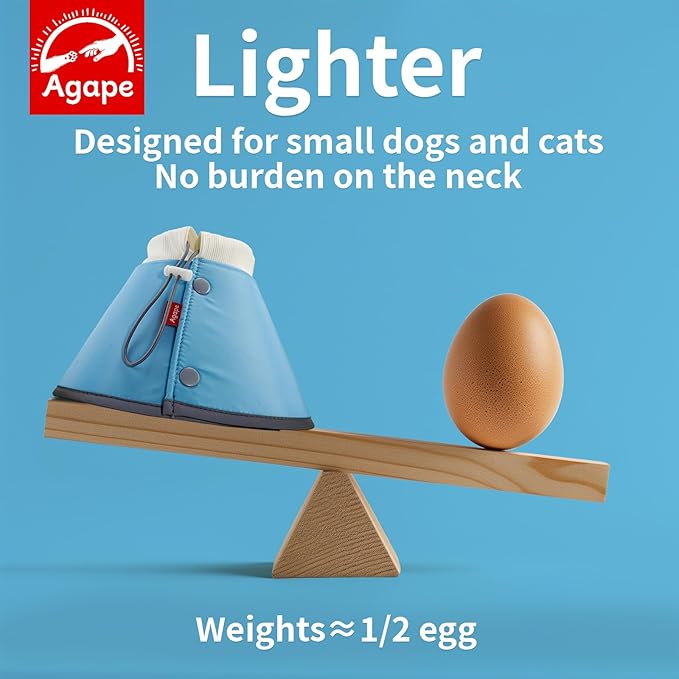 Agape Soft Cone for Cats & Small Dogs, Comfy Pet Cone to Stop Licking, Adjustable Cat E Collar Alternative After Surgery, Protective Elizabethan Collar for Pup & Kitty, Water Repellent Recovery Cone Agape