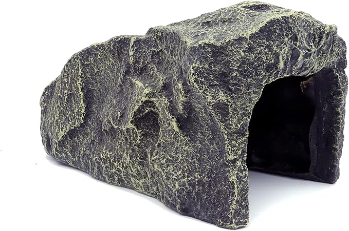 JIHAQUA Reptile Hide Medium Rock Snake Hide Cave Hideout Terrarium Habitat Decor Ornament Bearded Dragon Tank Accessories JIHAQUA