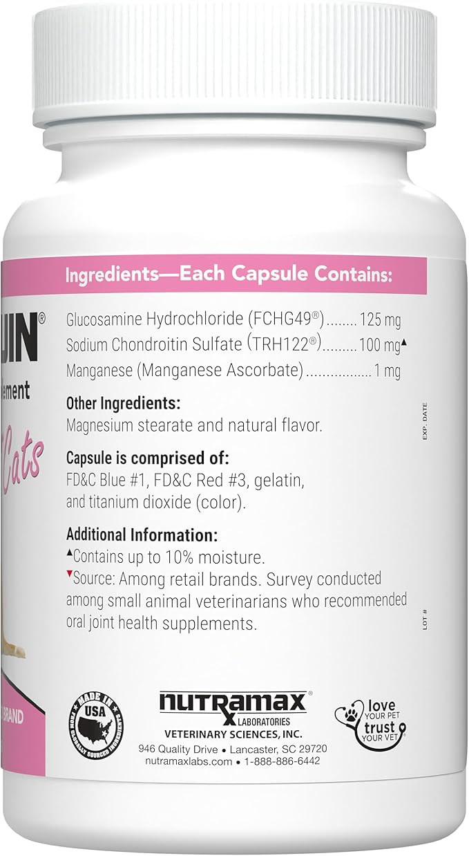 Nutramax Laboratories Cosequin Joint Health Supplement for Cats - With Glucosamine and Chondroitin, 80 Capsules NutramaxLaboratories