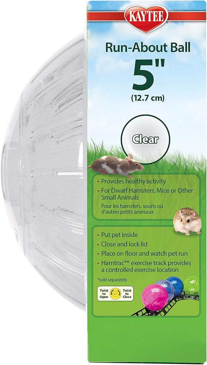 Kaytee 5" Clear Run-About Exercise Ball For Pet Dwarf Hamsters & Mice Kaytee