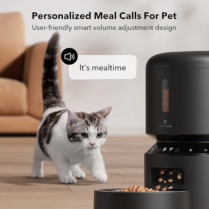 PETLIBRO Automatic Cat Feeder, 5G WiFi Automatic Pet Feeder with Freshness Preservation, 3L Timed Cat Feeders for Dry Food, Up to 48 Portions 10 Meals Per Day, Granary Pet Feeder for Cat/Dog, Black - PAWPICO