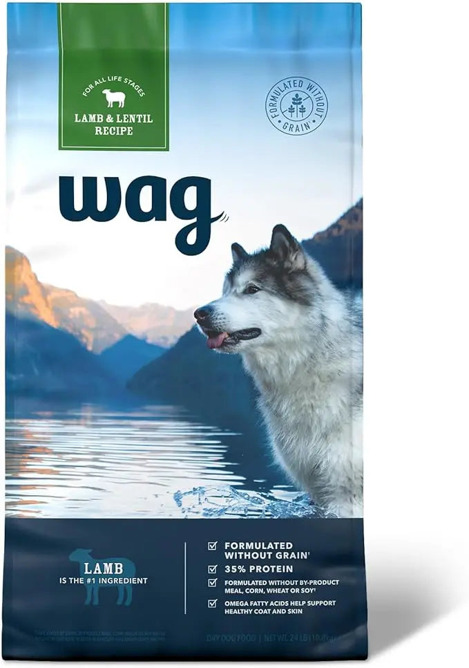 Amazon Brand - Wag Dry Dog Food Grain-Free Lamb & Lentil Recipe, High Protein (24 lb bag) - PAWPICO