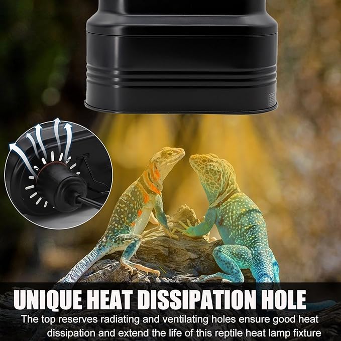 Reptile Dual Light Fixture, Reptile Heat Lamp Fixture with Separate Switches Fit for UVB Bulb Basking Heat Bulb for Reptile Glass Terrariums WelcometoMECESORReptileWorld