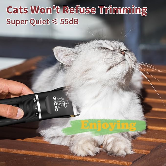 Cat Clippers for Matted Hair, Cat Grooming Kit, Cordless Cat Shaver for Long Hair, Low Noise Paw Trimmer, Cat Hair Trimmer for Grooming,Quiet Pet Hair Clippers Tools for Cats Dogs (Red) - PAWPICO
