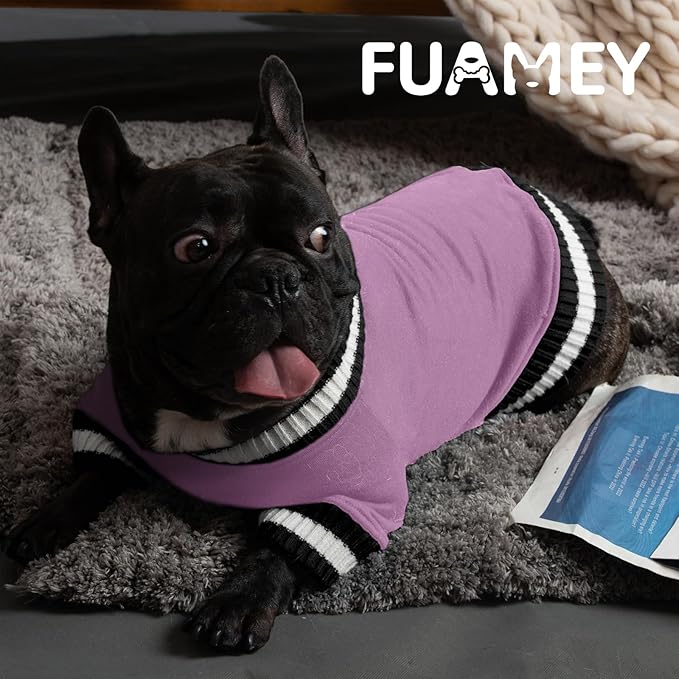 FUAMEY Dog Pullover Sweatshirt,Dog Winter Sweaters Warm Dog Clothes Dog Vest Thick Puppy Pullover Soft Pet Fleece Sweater Cute Doggie Boy Girl Outfit for Small Medium Dogs Lavender XL - PAWPICO