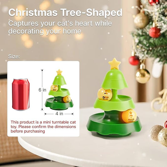 Potaroma Mini Sized Cat Toys with Catnip on Top, 2-Level Roller Turntable Two Cat Balls Interactive Indoor Kitten Physical Exercise Kitty Toys 5.5 Inches - PAWPICO