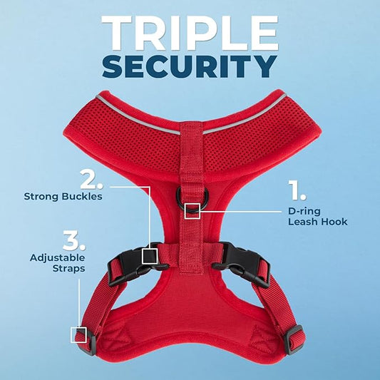 Voyager Aerolite No Pull Mesh Dog Harness with Lightweight, Soft, Breathable, Reflective Stitching, and Adjustable Straps for Walking, Running, Training, Heavy Duty and Durable - Red, XS BestPetSuppliesLLC