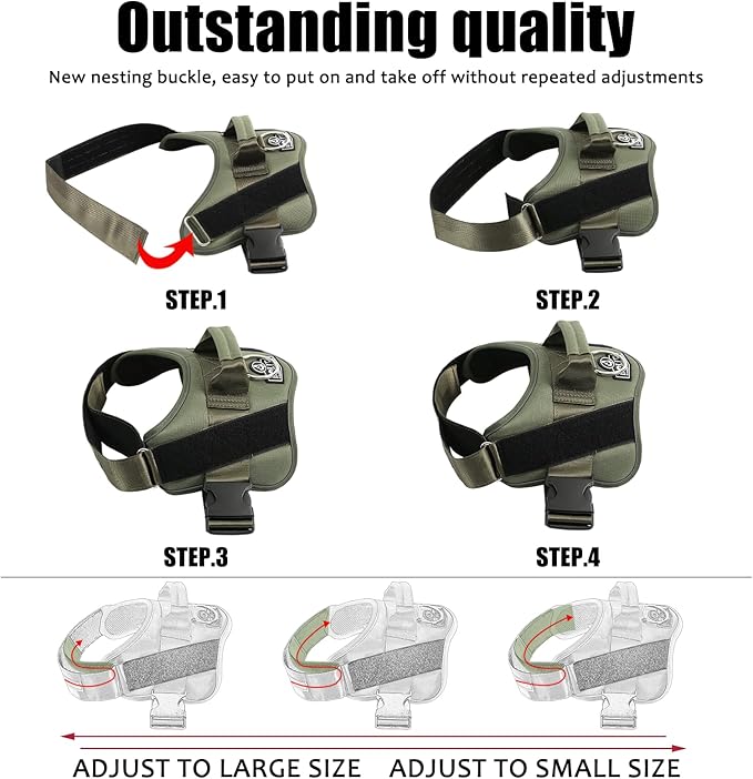 Bolux Dog Harness, No-Pull Reflective Dog Vest, Breathable Adjustable Pet Harness with Handle for Outdoor Walking - No More Pulling, Tugging or Choking Bolux