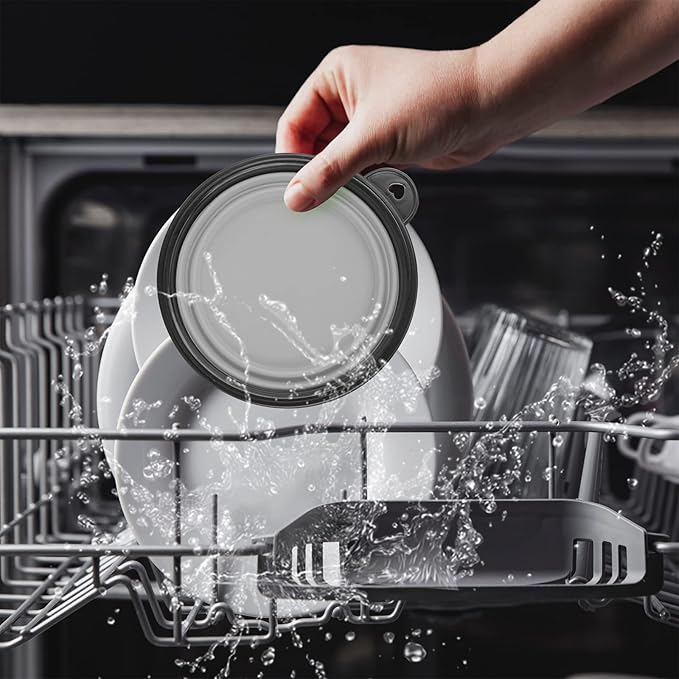 Dog Bowl Pet Collapsible Bowls, 2 Pack Collapsible Dog Water Bowls for Cats Dogs, Portable Pet Feeding Watering Dish for Walking Parking Traveling with 2 Carabiners (Small, Purple & Concrete Gray) - PAWPICO