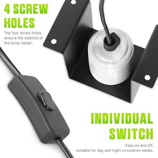 Reptile Ceramic Socket, Heat Lamp Holder for Terrariums and Vivariums, Gecko Lizard Heat Lamp Bracket Light Fixture, Bulb Not Included Trakem