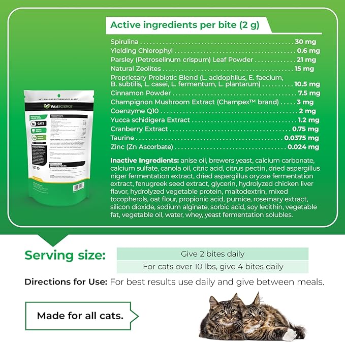 VetriScience Perio Plus Cat Teeth Cleaning Bites - Advanced Cat Breath Freshener - Dual Action Cat Dental Care Formula for Plaque Control & Fresh Breath, 60 Chews, Chicken Flavor VetriScienceLaboratories