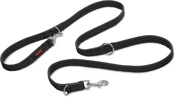 HALTI Training Leash - Multifunctional Double-Ended Dog Leash, Ideal for Anti-Pulling Dog Training. Easy to Use, Lightweight & Durable. Suitable for Medium to Large Dogs & Puppies (Size Large, Black) CompanyofAnimals