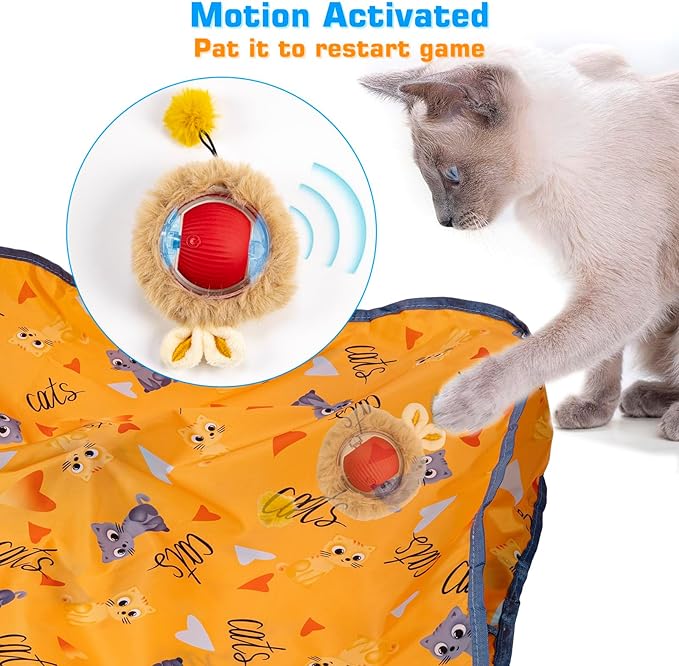 ZNZ Interactive Cat Toys for Indoor Cats, Motion Activate Cat Toy with Mat, Rechargeable Cat Hunting Toy, Hide and Seek Cat Toy for Kitten & Adult Cat - PAWPICO