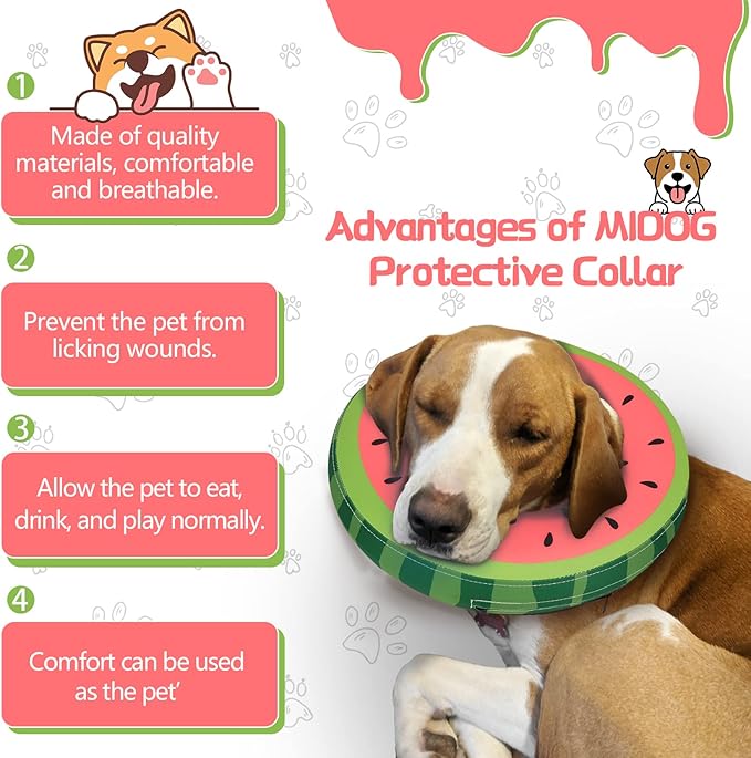 Dog Cone Collar for Small Medium Large Dogs for After Surgery, Pet Inflatable Neck Donut Collar Soft Protective Recovery Cone for Dogs and Cats - Alternative E Collar Does not Block Vision - Red,XL MIDOG