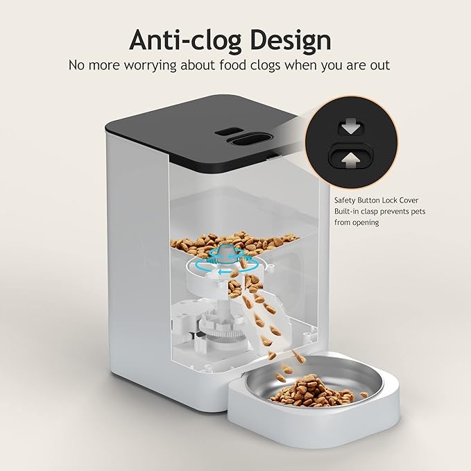 VOLUAS Automatic Cat Feeders - Timed Pet Feeder for Cats and Dogs with Dry Food Dispenser, Desiccant Bag, Programmable Portion Control, 4 Daily Meals, 10s Voice Recorder - PAWPICO