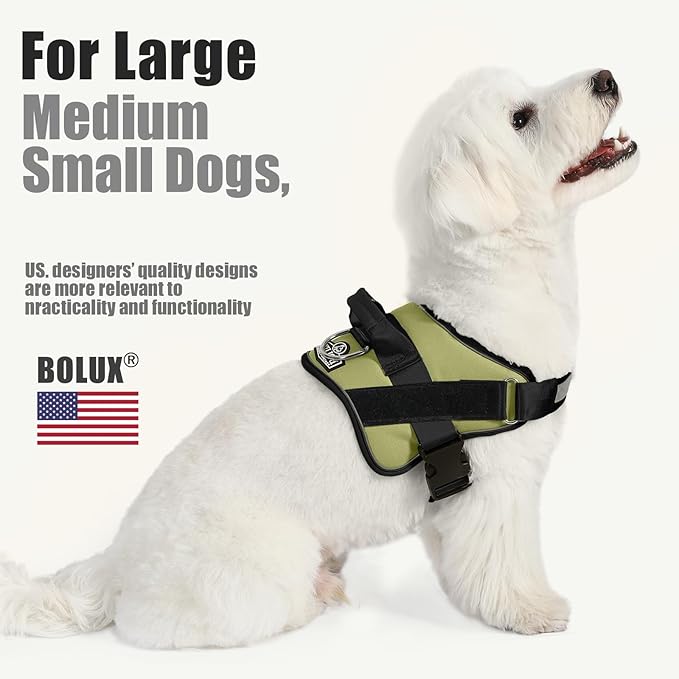 Bolux Dog Harness, No-Pull Reflective Dog Vest, Breathable Adjustable Pet Harness with Handle for Outdoor Walking - No More Pulling, Tugging or Choking Bolux