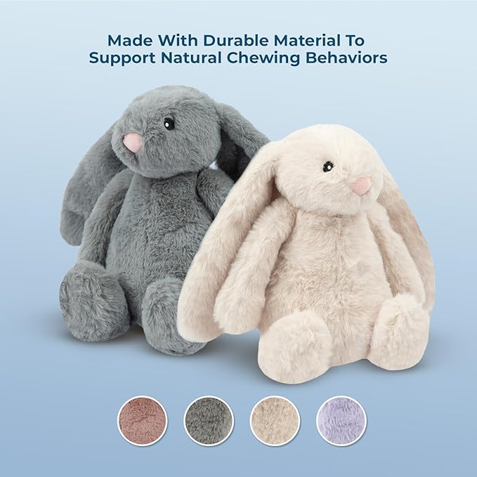Best Pet Supplies Interactive Bunny Buddy Dog Toy with Crinkle and Squeaky Enrichment for Small and Medium Breed Puppies or Dogs, Cute and Plush - Bunny (Beige), Small - PAWPICO