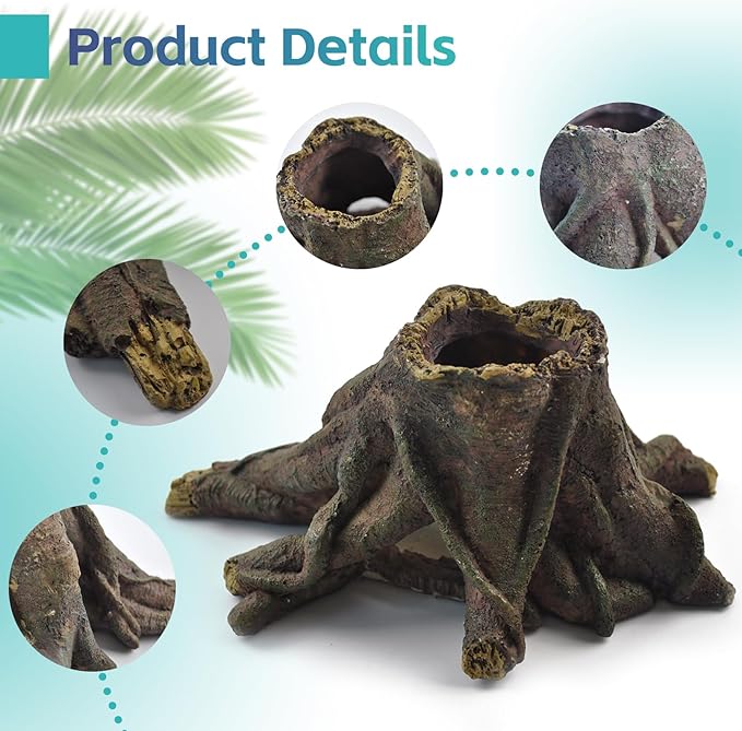 5 PCS Tank Accessories for Bearded Dragon Include Resin Hollow Tree Root Reptile Habitat Hideout Decor Hanging Jungle Vines Flexible Leaves Climbing Decorations for Lizard Gecko Chameleon Spider MUYG