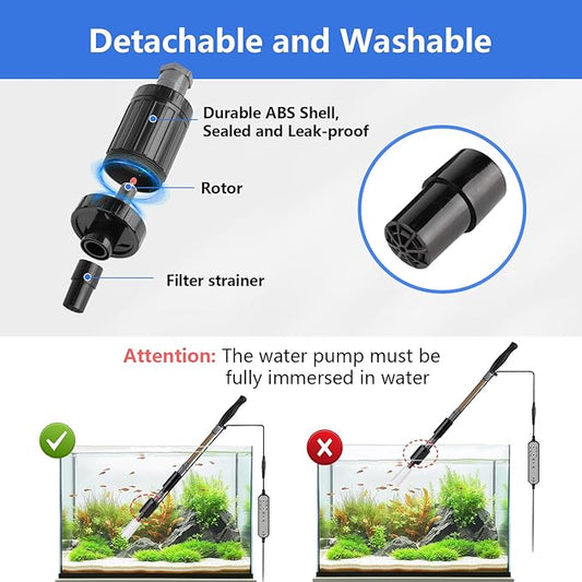 Aquarium Gravel Cleaner with External Controller 25W 550GPH Electric Fish Tank Vacuum Gravel Cleaner for Change Water(Adjustable Flow) Wash Sand (Sand/Gravel Mode) Water Filter Circulation fishkeeper