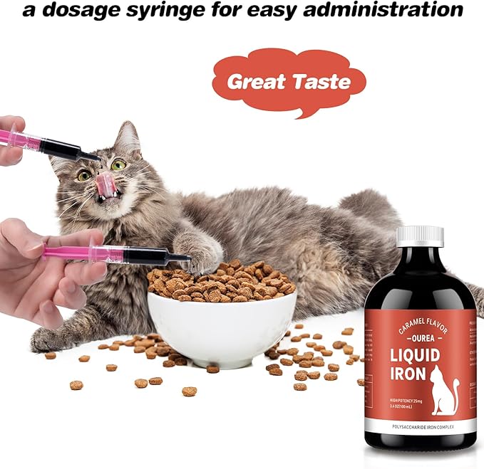Iron Supplements for Cats-Liquid Iron Supplement for Anemia Cat-Polysaccharide Iron Complex Supports for Anemia in Cats Blood Health and Addresses Nutritional Deficiencies-Cat Care Essentials Ourea