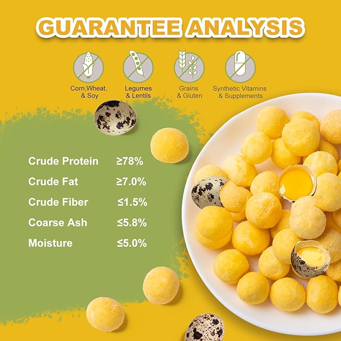 Freeze Dried Quail Egg Yolk - Cats Dogs Treats Natural Cat Delicious Snacks Training Food Healthy Tasty Easy Digestion Pet Food (7 OZ) - PAWPICO