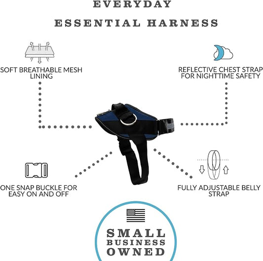 ShawnCo Essential Dog Harness, No-Pull Pet Vest with 3 Leash Clips, No Choke, Reflective, Adjustable and Padded, for Easy Walking and Training for Small, Medium and Large Dogs (Pacific Blue, L) SHAWNCO