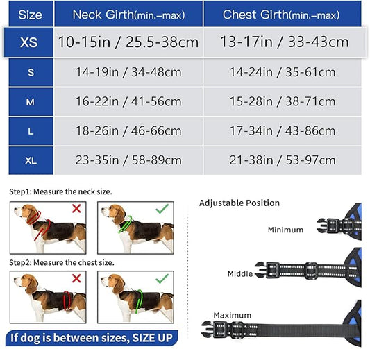 Timos Dog Harness, No Pull Dog Harness 3 Snap Buckles Adjustable Reflective No Choke Pet Vest for Small Dog with Soft Padded Control Training Handle for Outdoor Training,Blue, XS Timos