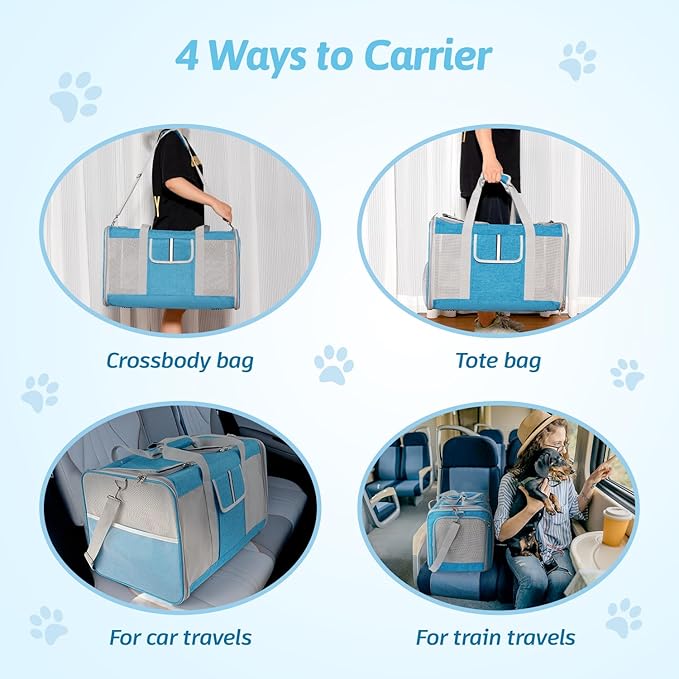 Sedioso Large Cat Carrier for 2 Cats, 24x 14x 16in Pet Carrier for Cat and Dog Up to 40lbs, All-Sided Mesh Large Cat Carrier with Great Ventilation, Portable Soft Sided Pet Carrier for Traveling - PAWPICO