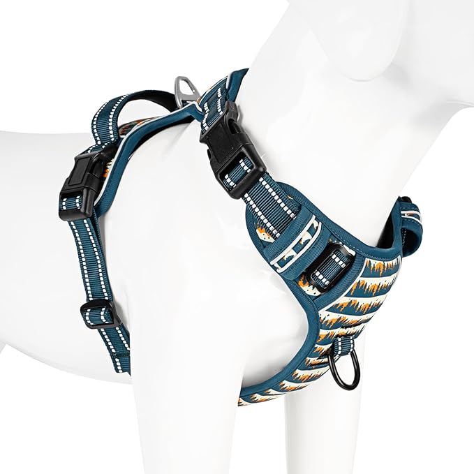 Timos Dog Harness, No-Pull Pet Harness with 2 Leash Clips, 3 Snap Buckles Adjustable Soft Padded Dog Vest, Reflective No-Choke Pet Oxford Vest with Easy Control Handle for Small Medium Large Dogs Timos