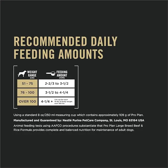 Purina Pro Plan Large Breed Dry High Protein Dog Food With Probiotics for Dogs, Beef and Rice Formula - 47 lb. Bag - PAWPICO