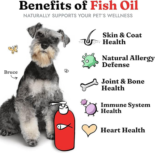 Fish Oil for Dogs - Healthy Skin & Coat, Salmon, Pollock, All Natural Supplement for Pets, Itching Scratching Allergy & Inflammation Defense, Omega 3 EPA DHA, Brain & Heart Health, 64 oz VitalPetLife