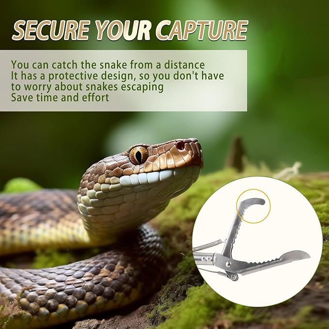 50in Snake Grabber,Snake Grabber Tool Only 17 in After Folding, Snake Stick Suitable for Many Scenarios,Snake Tools can Also be Used as Reptile Tongs and Snake Hook (White Metal Handle) PAWPICO