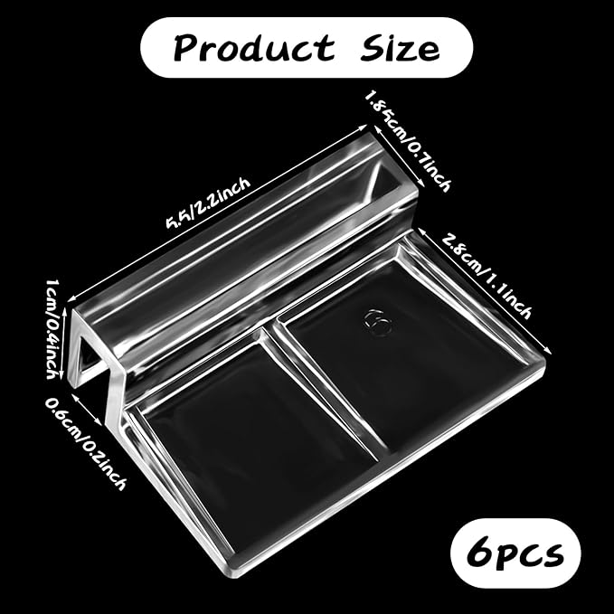 6Pcs Rimless Aquarium Lid Clips, 0.24'' Thick Acrylic Fish Tank Cover Clips Holder, Universal Glass Aquarium Top Lid Support, Transparent Fish Tank Lid Clamp for Aquarium Hoods Parts (6mm) PAWPICO