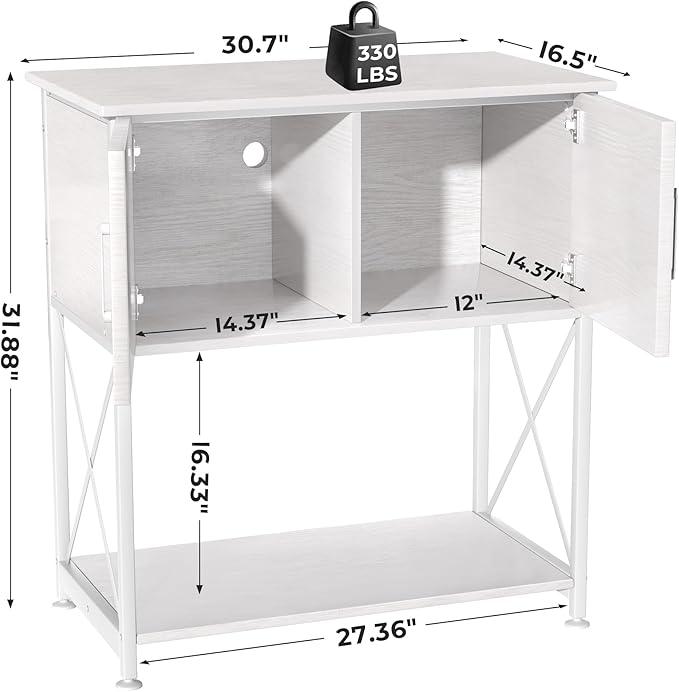 20-29 Gallon Aquarium Stand Metal Frame Fish Tank Stand with Cabinet Storage, for 20 Gallon Long Aquarium,30.7" L*16.5" W Tabletop,330LBS Capacity White PG01YGW Herture