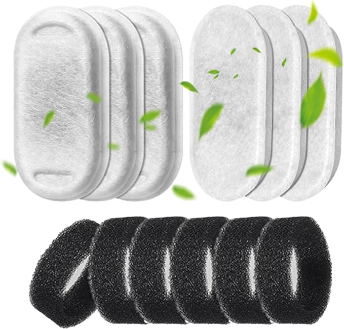 Cat Fountain Filter Replacement: 12 Cat Water fountain Filter - 6 Pieces Filters + 6 Pieces Sponges for Cat Fountains - Pet Water Fountain Filters for Cat Water Fountain H1 (67oz/2L) - PAWPICO